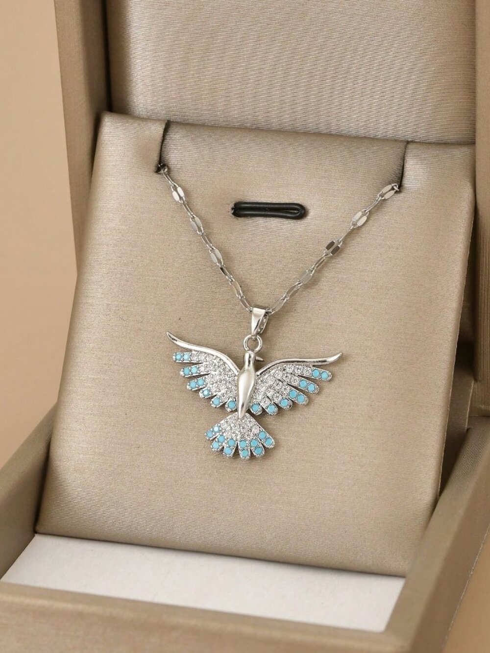 Rhinestone Bird Stainless Steel Necklace